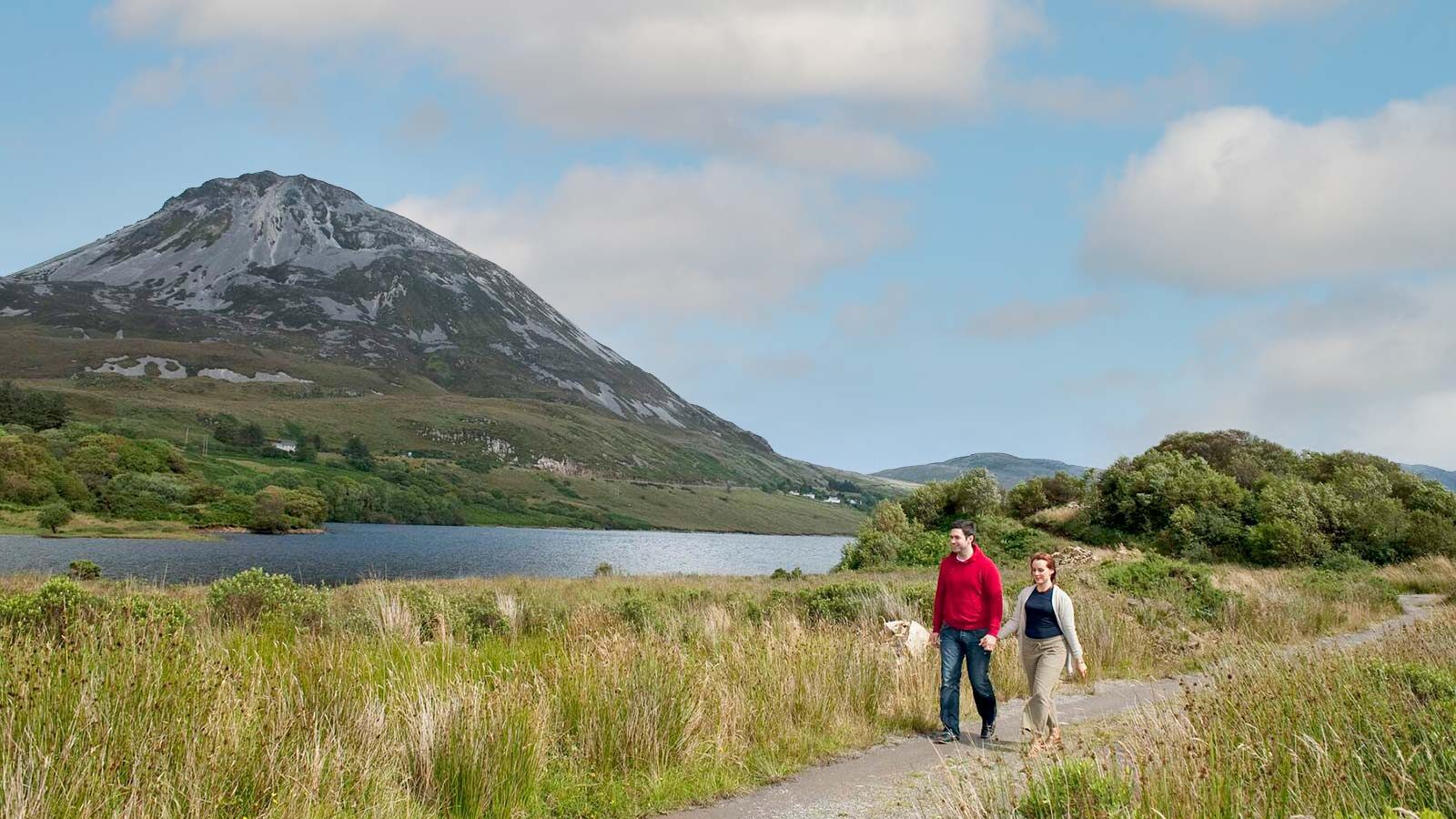 Couple walking near Errigal Mountain, Co. Donegal