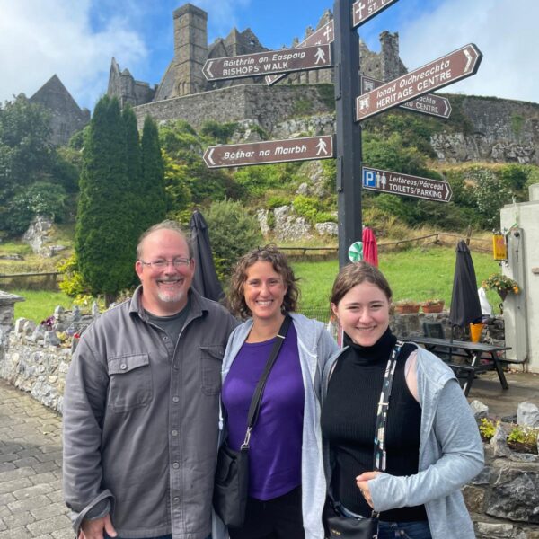 Family photo in front of the site.