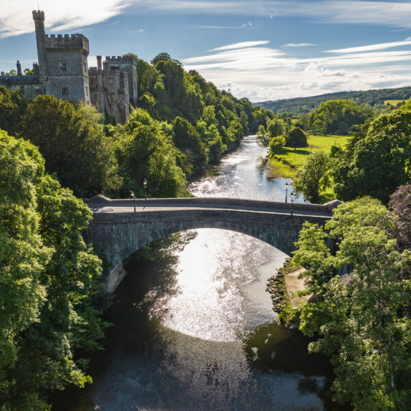 Aerial view of the river and the castle